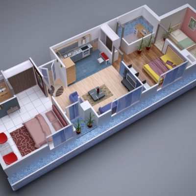 Gold tower apartment 3d